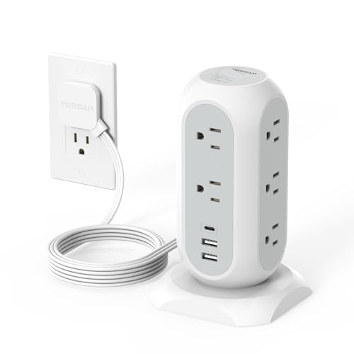 TESSAN Tower Power Strip with USB Ports