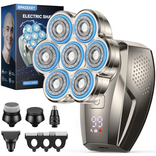 7D Head Shaver for Bald Men, 5-in-1 Magnetic Detachable Electric Razor