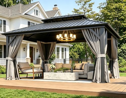 Aoxun 12Ft x 16Ft Hardtop Aluminum Gazebo