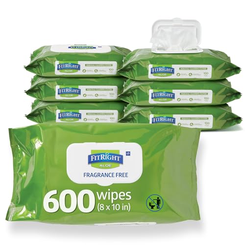 FitRight Aloe Cleansing Wipes Unscented 600 Count