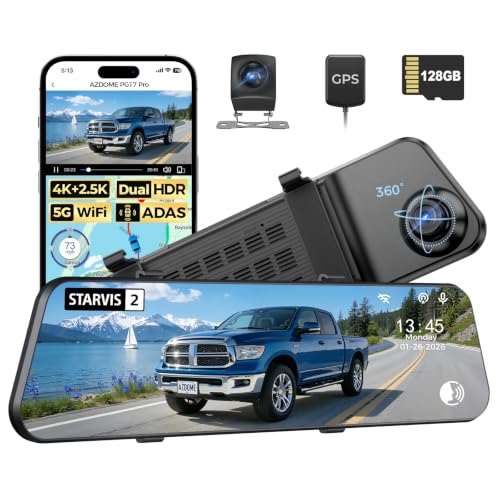 AZDOME PG17 Pro 4K STARVIS 2 Mirror Dash Cam, Rear View Mirror Camera