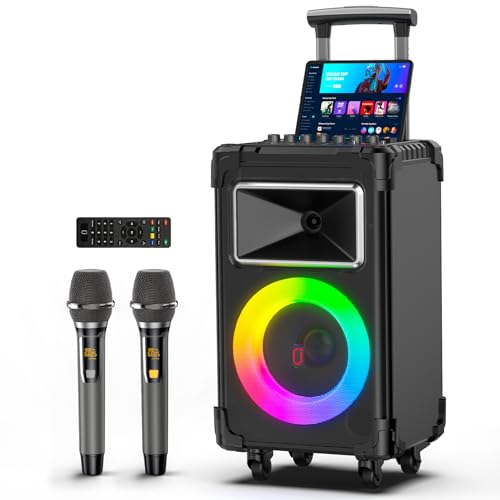 JYX Karaoke Machine with Wireless Mics and Party Lights
