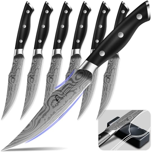 CoquusAid Steak Knives Set, Damascus Pattern