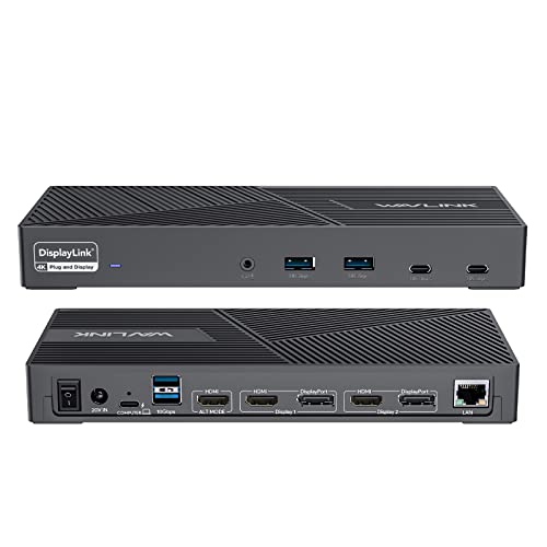 WAVLINK Triple Monitor Docking Station 4K 100W Charging