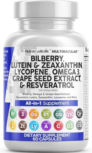 Clean Nutraceuticals Eye Health Vitamins with Bilberry Lutein Zeaxanthin