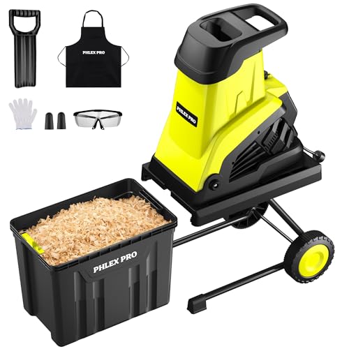 PHLEX PRO Electric Wood Chipper Shredder 15-Amp