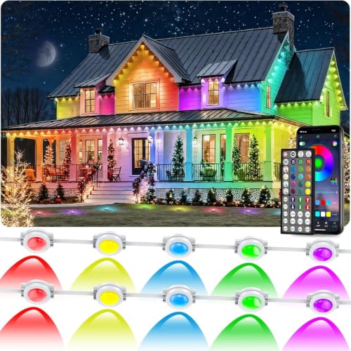 CETELUMA 300FT Permanent Outdoor RGB Lights, IP67 Waterproof Smart Eave Lighting, with App/Remote Control Eaves Light, DIY LED Scenes Modes for House Roof Decor,Party