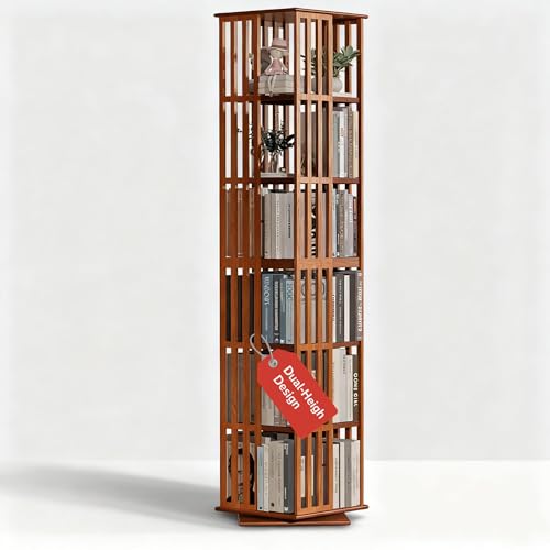 Lauxery Bamboo Rotating Bookshelf Tower