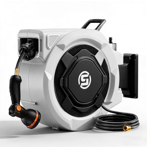 SUNPOW Wall Mounted Retractable Garden Hose Reel