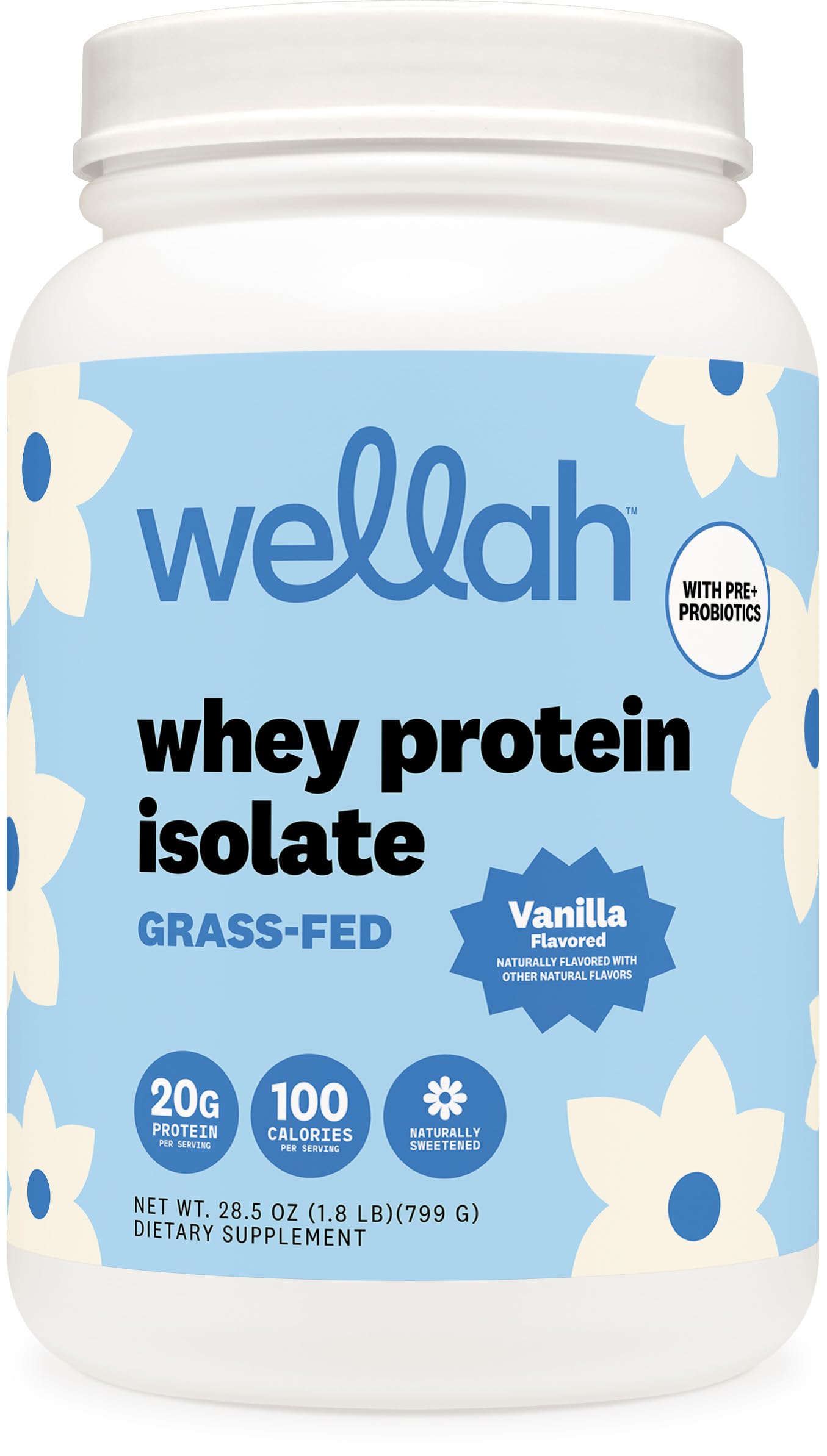 Wellah Vanilla Grass-Fed Whey Protein Powder