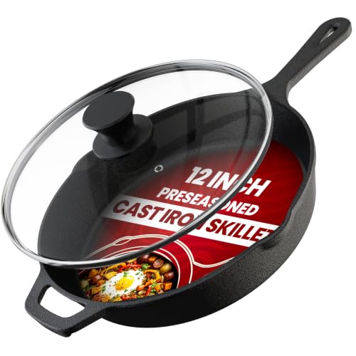 Utopia Kitchen 12-Inch Cast Iron Skillet with Lid