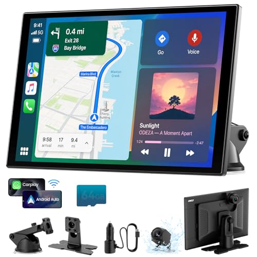 IIWEY Wireless CarPlay Screen with 4K Dash Cam