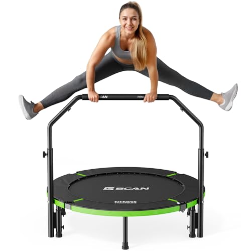 BCAN Foldable Mini Trampoline with Adjustable Handle