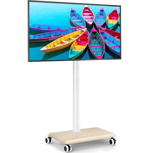 Rfiver White Rolling TV Stand