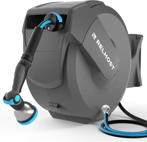 Relhost Retractable Garden Hose Reel 100 ft