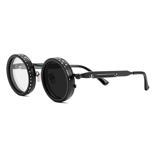 Feisedy Adjustable Tint Polarized Steampunk Sunglasses