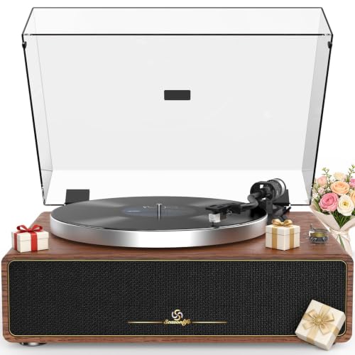 Turntable Record Player with Bluetooth and Speakers