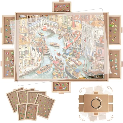 BuilderButler Rotating Puzzle Board with Drawers