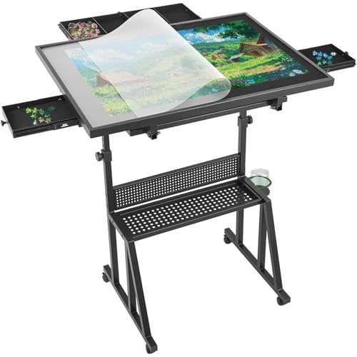 Angelbecke Adjustable Jigsaw Puzzle Table with Trays