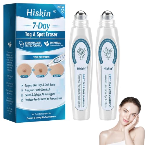 Hiskin 7 Day Spot and Tag Remover Pen, 2026 New Professional Skin Treatment Serum, Hiskin Tag and Spot Remover Rollerball for Men and Women,Natural Skin Tag Remover Suitable for All Skin Types (2 Pcs)