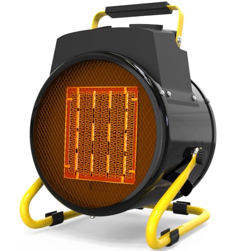 Buyplus Outdoor Heaters for Patio, 1500W Portable Garage Heater with Overheat Protection & 3S Fast Heating, Non-Slip Cushion, Electric Space Heater for Patio, Garage, Bedroom, Office, Black