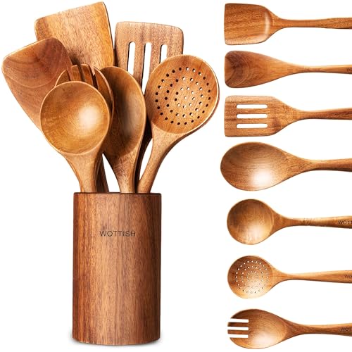 WOTTISH 8-Piece Wooden Cooking Utensil Set A08
