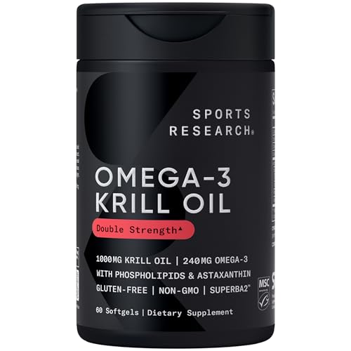 Sports Research Antarctic Krill Oil Omega 3 & Astaxanthin Softgels 1000mg