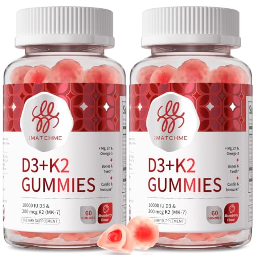 IMATCHME Vitamin D3 K2 Gummies, Sugar-Free Vegan