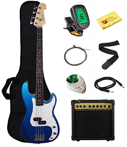 Stedman Beginner Bass Guitar Bundle - Metallic Blue