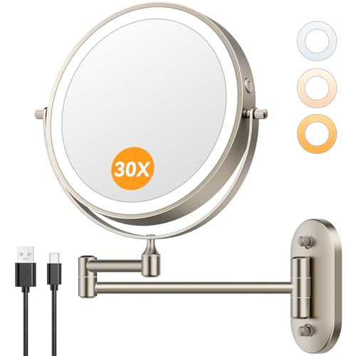 Auxmir Lighted Wall Makeup Mirror 1X/30X
