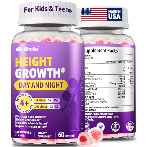 Height Growth Gummies for Kids & Teens - Natural Vitamin Growth Supplement