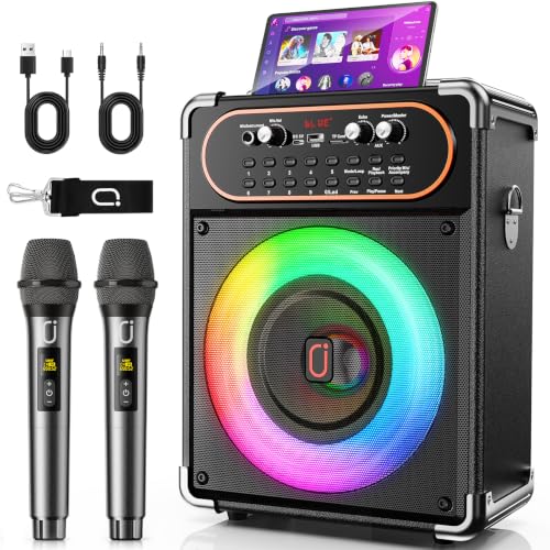 HWWR Bluetooth Karaoke Machine with Microphones