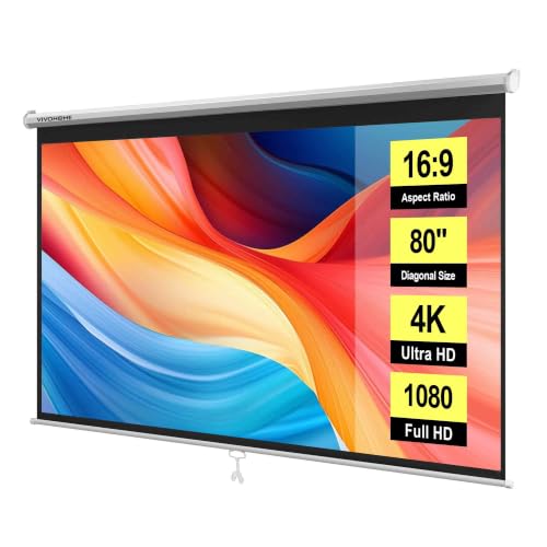 VIVOHOME 80 Inch Retractable Projector Screen