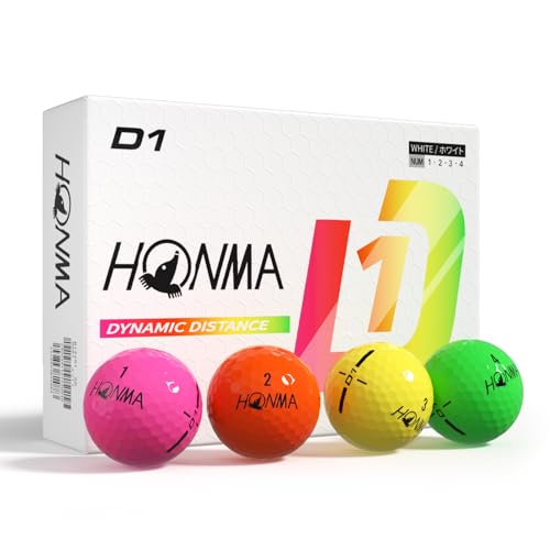 Honma D1 Distance Golf Balls, Mix Color, 1 Dozen