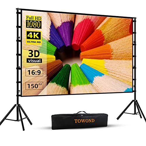 Towond 150" Portable Projector Screen with Stand