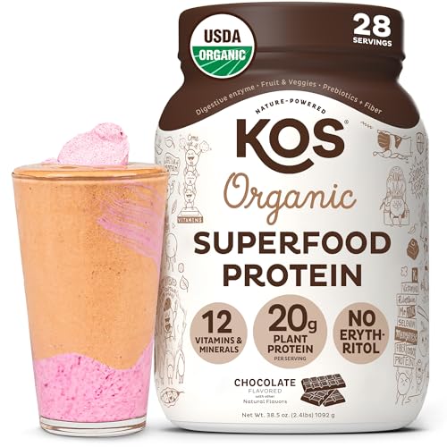 KOS Vegan Protein Powder, Chocolate - Organic Pea Protein Blend