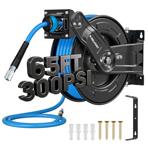 Relhost Retractable Air Hose Reel 65ft