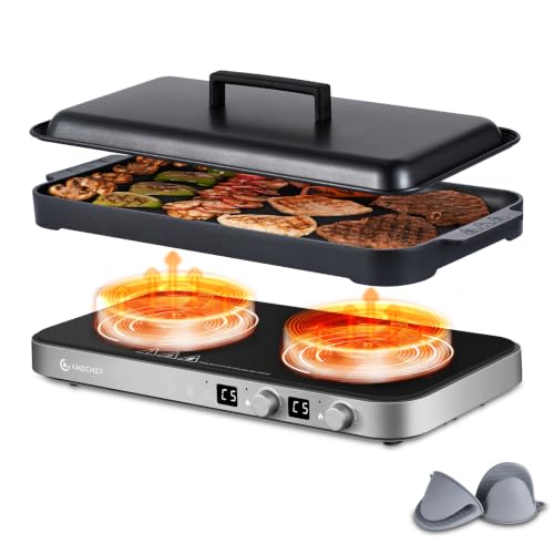 AMZCHEF Double Induction Cooktop with Griddle