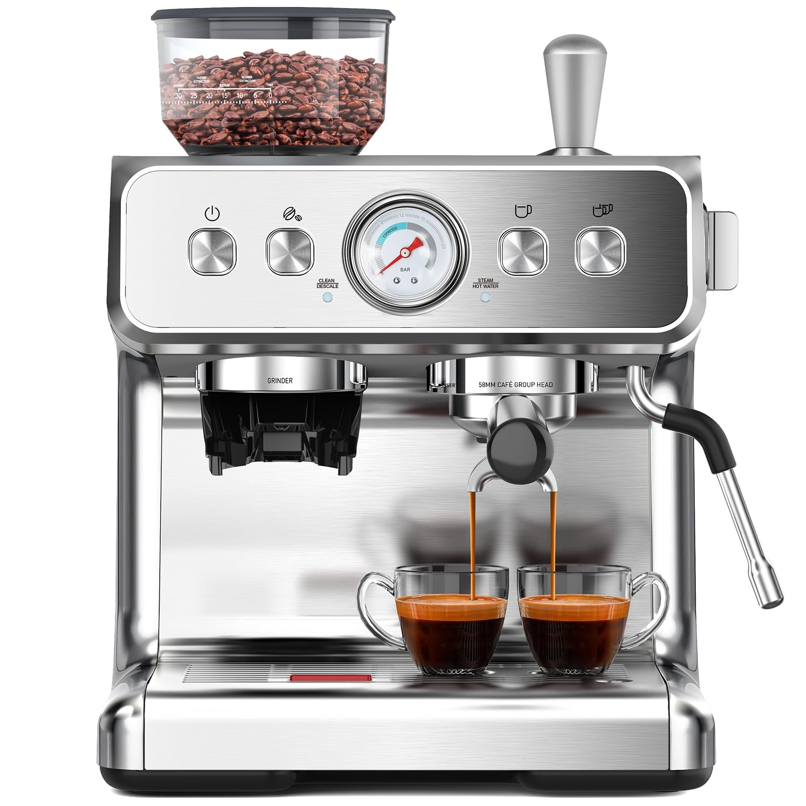 Electactic Espresso Machine with Grinder & Milk Frother
