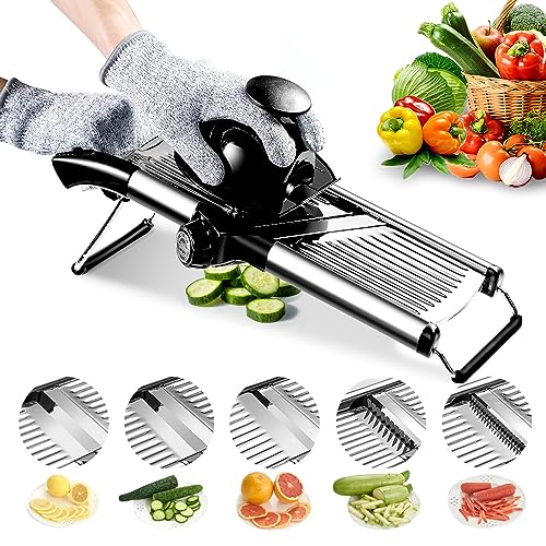 Weltonhm Adjustable Stainless Steel Mandoline Slicer