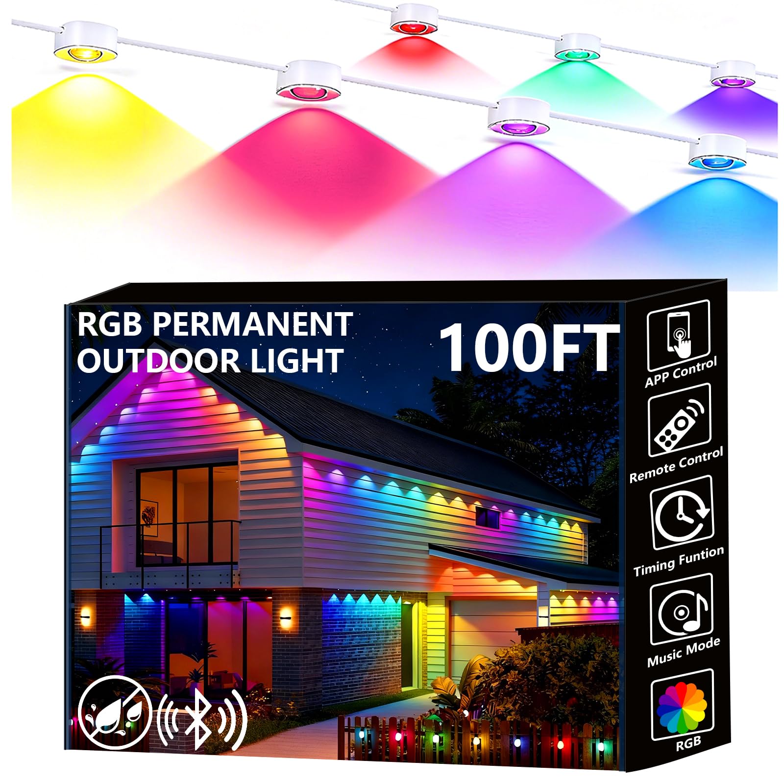 Sunwuko Outdoor RGB LED Eave Lights