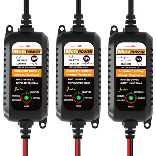 MOTOPOWER 12V Automatic Battery Charger 3 Pack