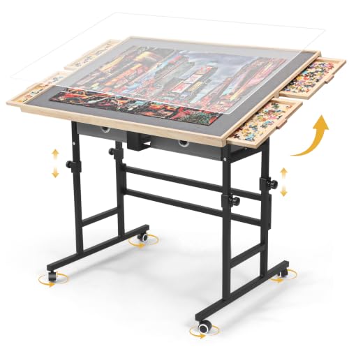 BuilderButler Adjustable Puzzle Table with Wheels