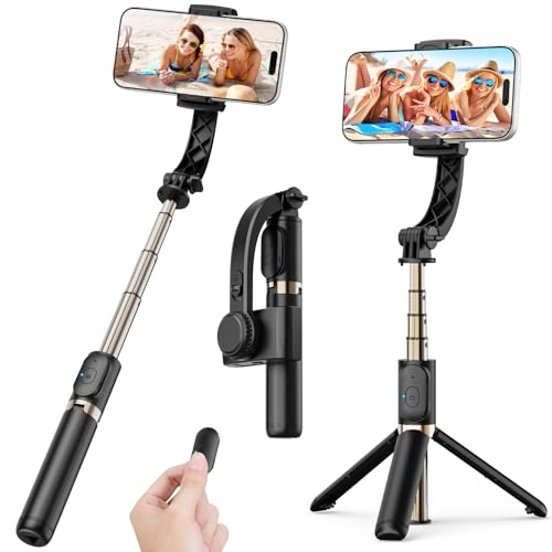 Coovoamae Gimbal Stabilizer for Smartphone, 1-Axis Auto Balance Handheld Gimbal, 360&deg; Rotating Extendable Selfie Stick Tripod, Wireless Remote Control for iPhone Android Travel Vlogging TikTok YouTube