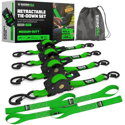 Rhino USA Retractable Ratchet Straps 4-Pack