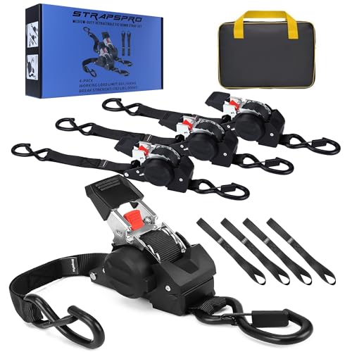StrapsPro Retractable Ratchet Straps 4-Pack